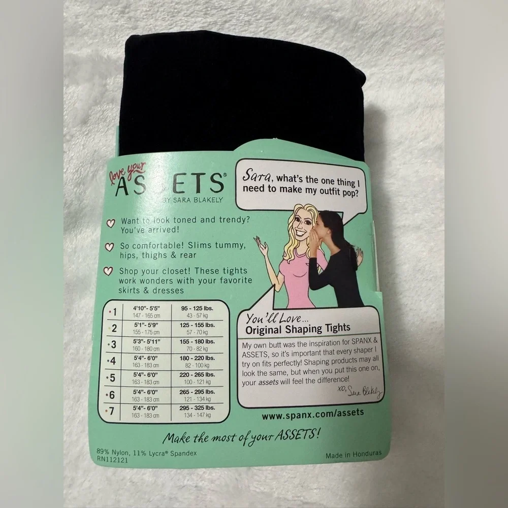 Lot of 2 Assets by Spanx Black Terrific Tights Original Shaping Size 6